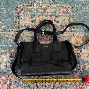 Luxurious Black Woven Leather Shoulder Bag